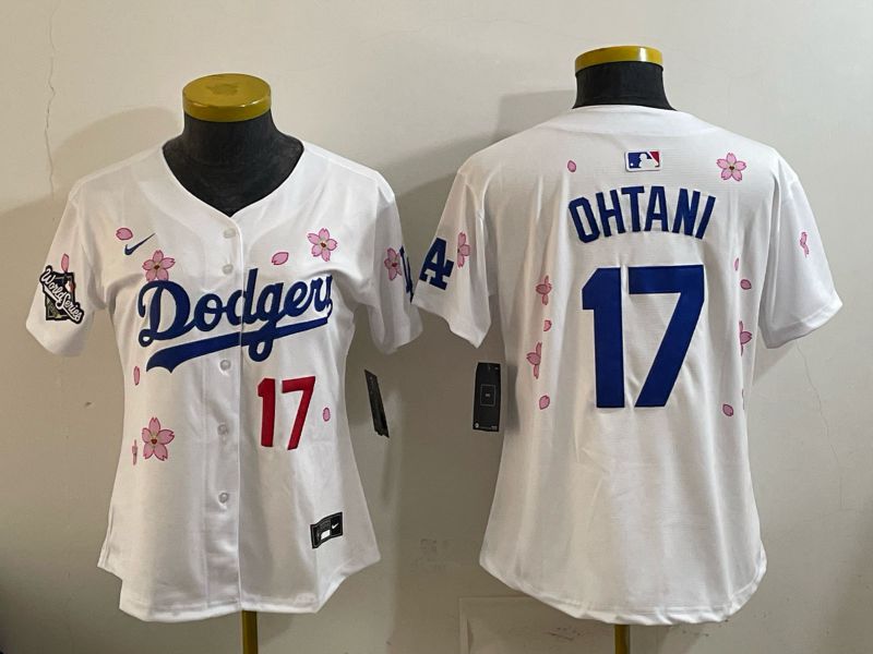 Women Nike 2026 Los Angeles Dodgers #17 Ohtani Sakura Edition Game MLB Jersey 04